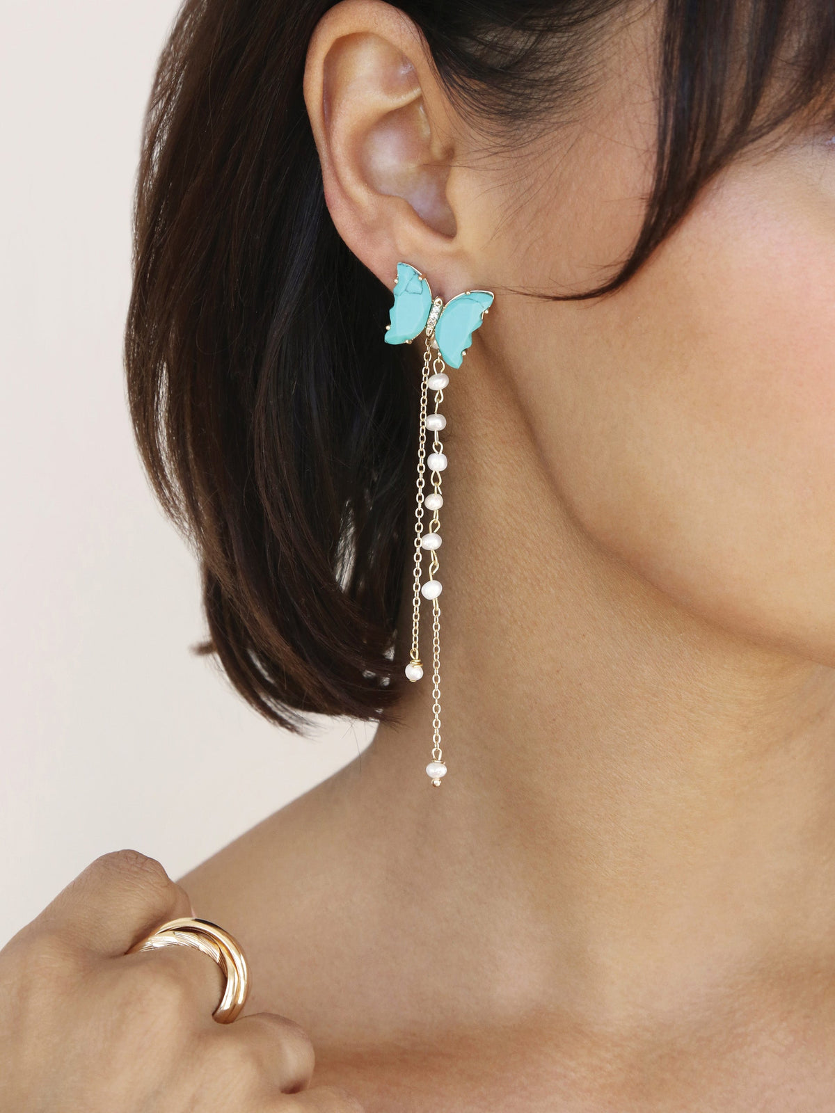 Turquoise Butterfly Dangle Earrings - Turquoise | Ettika