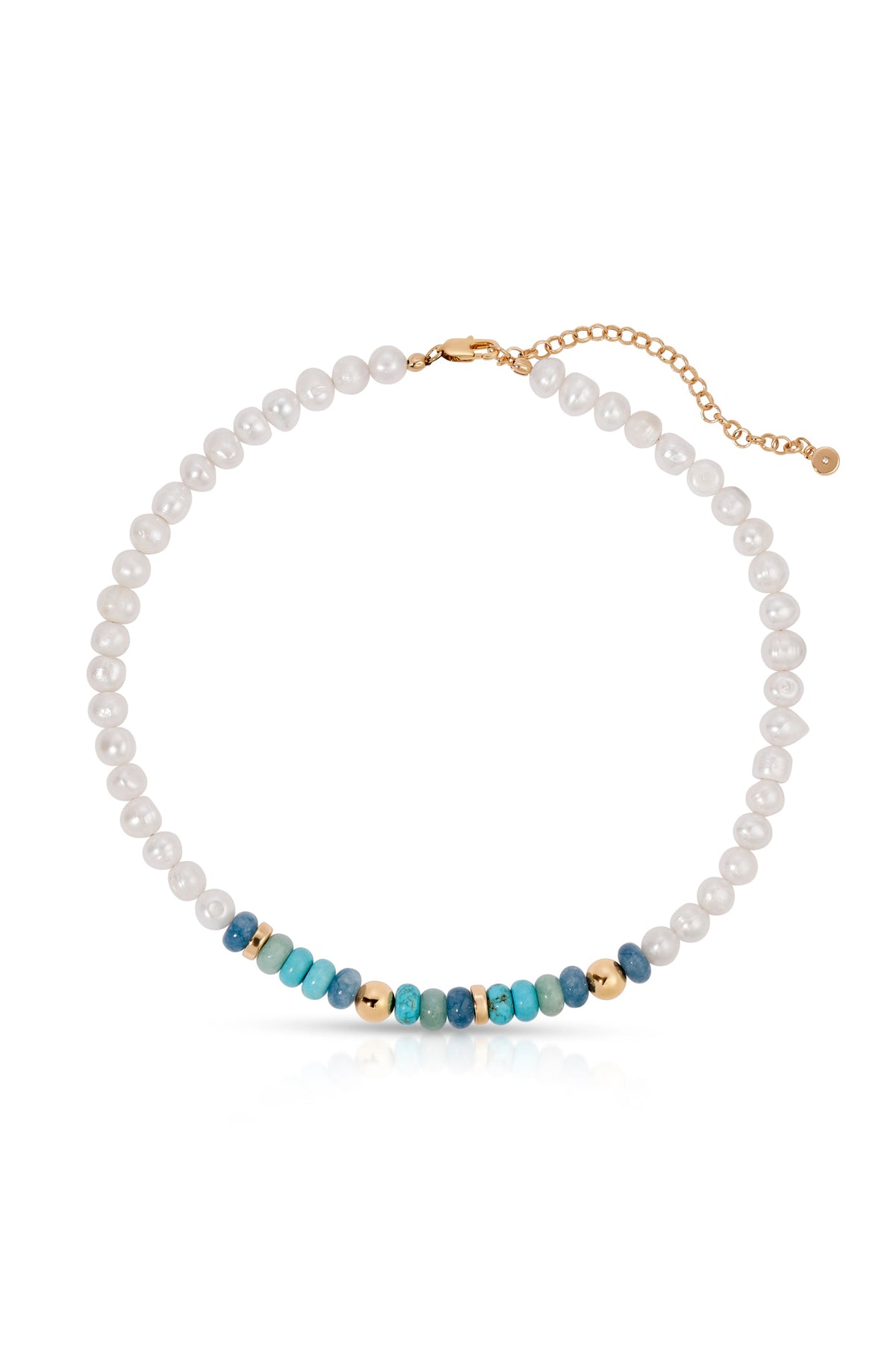 Beach Day Pearl and Gemstone Necklace - Blue Mixed Gemstones | Ettika
