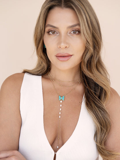 Turquoise Butterfly Lariat - Turquoise | Ettika