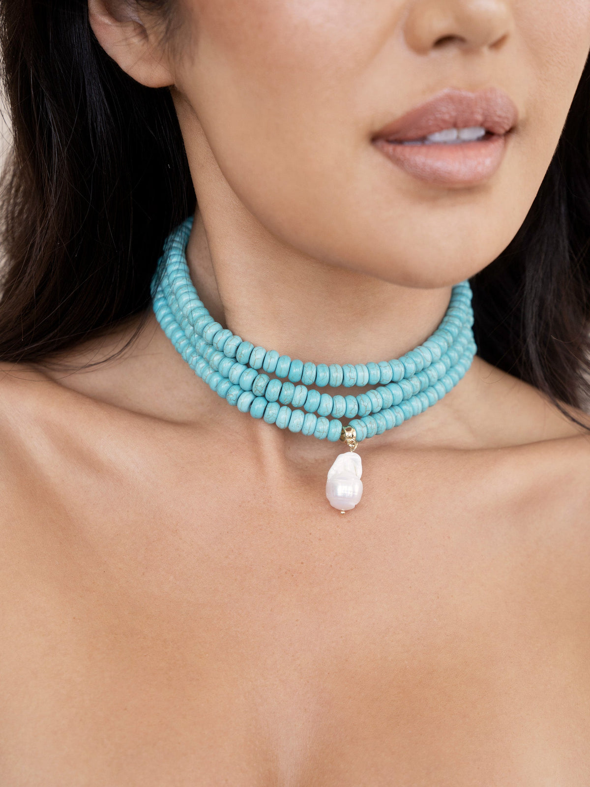 Marina Layers Turquoise Necklace - Turquoise with 18k Gold Plating | Ettika
