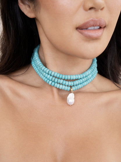 Marina Layers Turquoise Necklace - Turquoise with 18k Gold Plating | Ettika