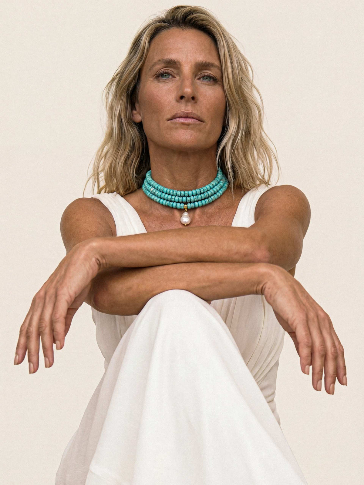 Marina Layers Turquoise Necklace - Turquoise with 18k Gold Plating | Ettika