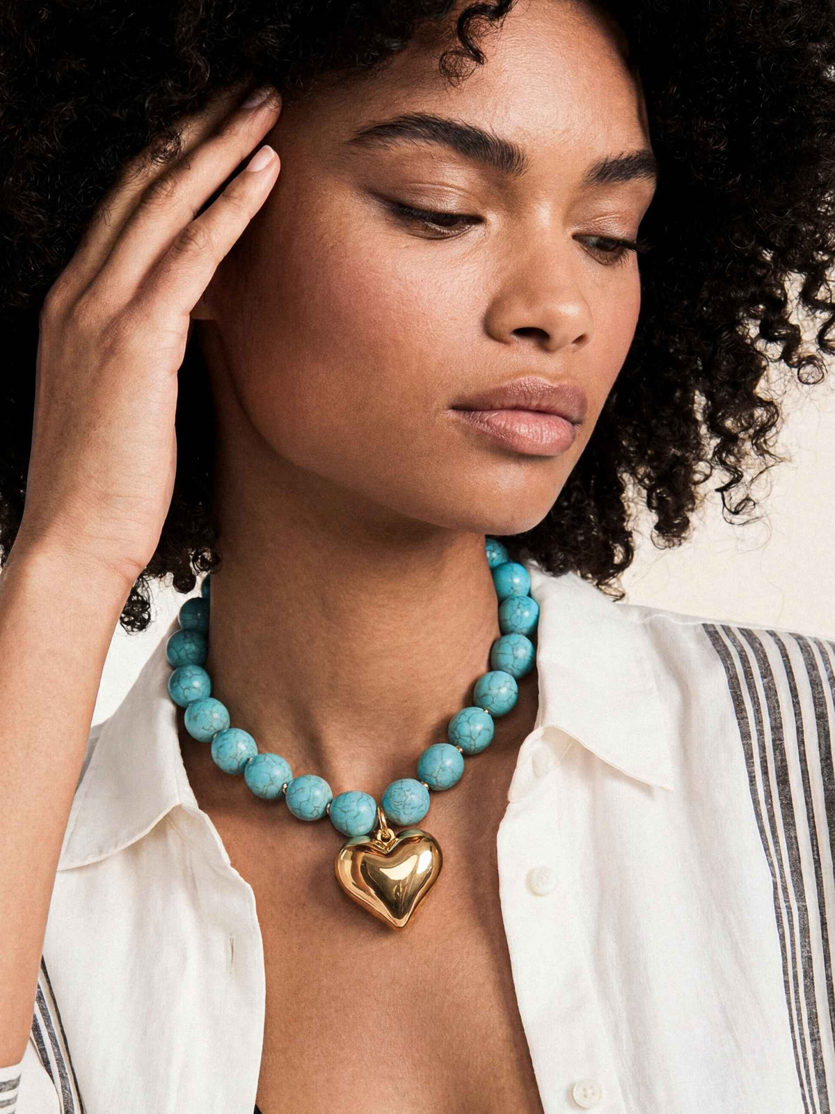 Luck and Love Turquoise Heart Necklace - Turquoise with 18k Gold Plating | Ettika