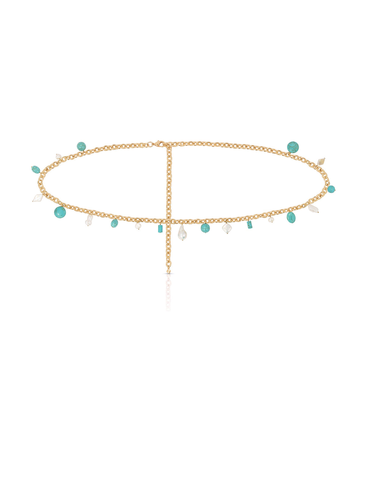 Tropical Turquoise and Pearl Waist Chain - Turquoise and Freshwater Pearl | Ettika