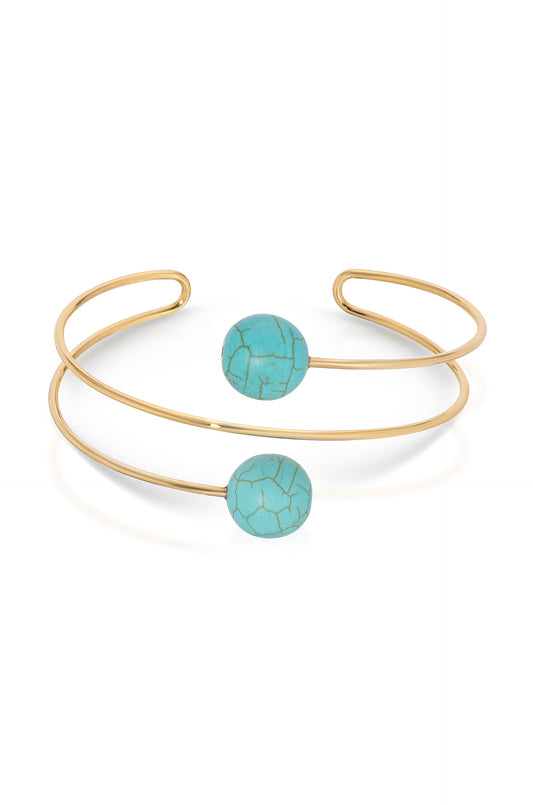 Summer Escape Turquoise Cuff - Turquoise with 18k Gold Plating | Ettika