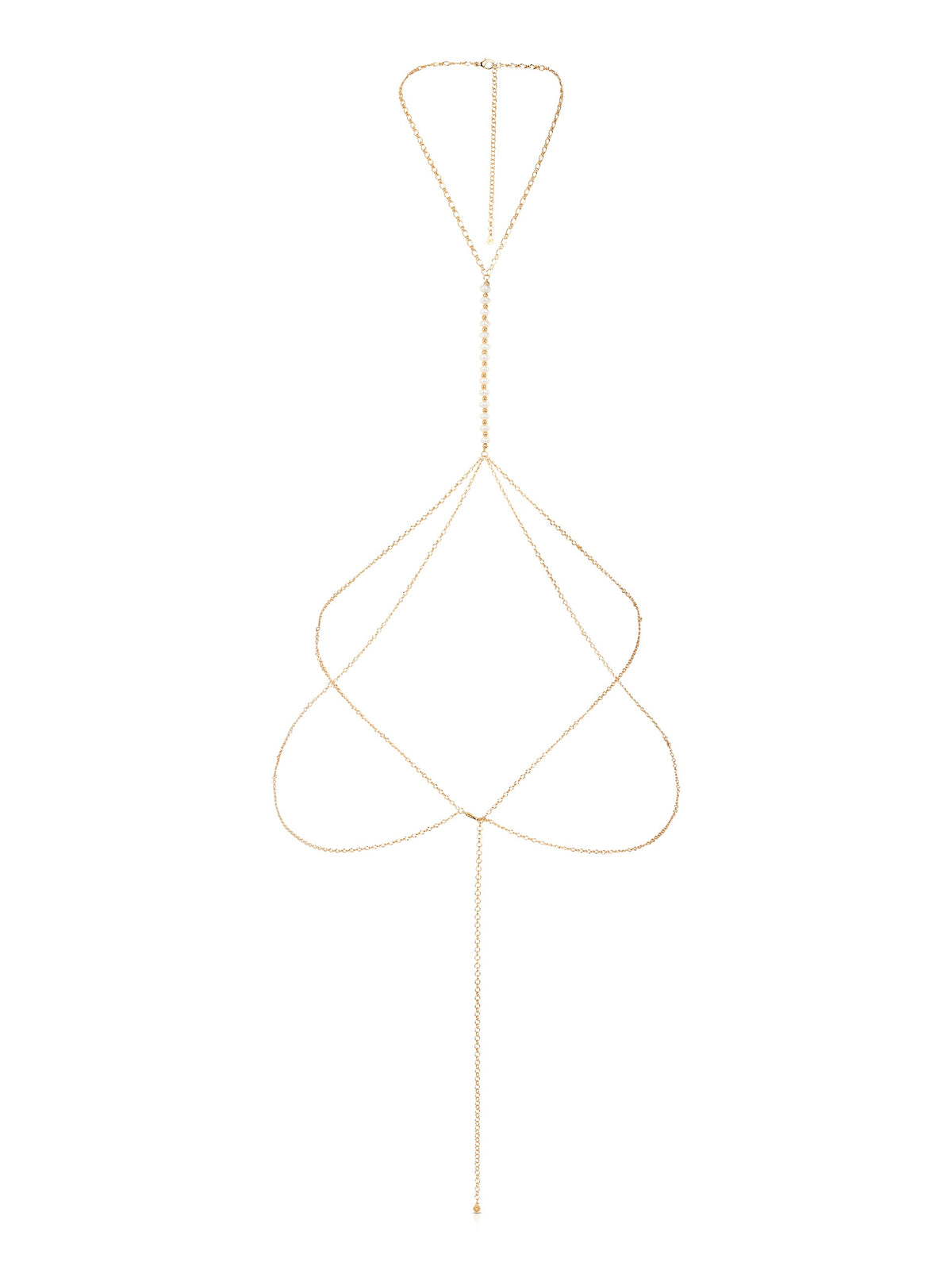 Freshwater Pearl Line Body Chain - Pearl with Gold Tone | Ettika