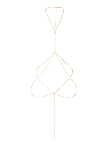 Freshwater Pearl Line Body Chain - Pearl with Gold Tone | Ettika