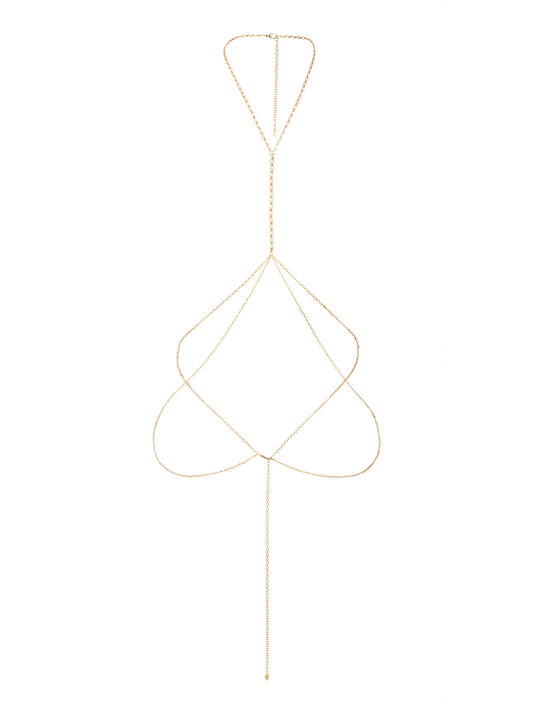 Freshwater Pearl Line Body Chain - Pearl with Gold Tone | Ettika