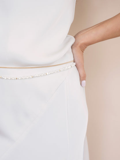 Freshwater Pearl Double Layer Waist Chain - Freshwater Pearl | Ettika