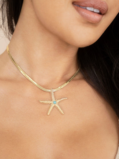 Mermaid Cove Starfish Necklace - Turquoise with 18k Gold Plating | Ettika