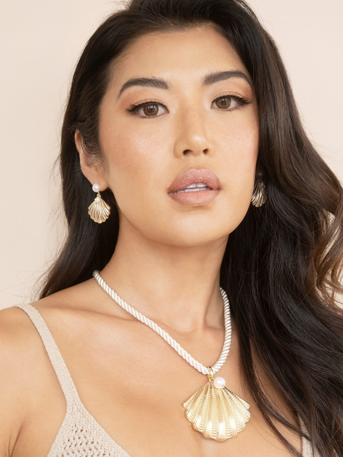 Scallop Shell and Pearl Earrings - Pearl with 18k Gold Plating | Ettika
