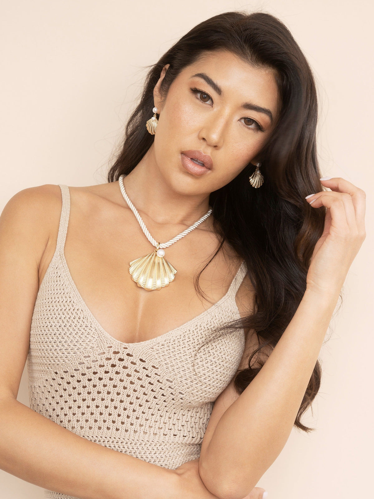 Scallop Shell and Pearl Earrings - Pearl with 18k Gold Plating | Ettika