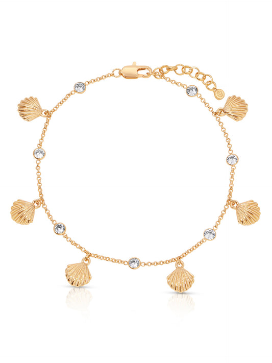 Scallop Shell Charm Anklet - 18k Gold Plated | Ettika