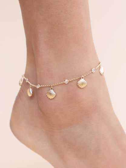 Scallop Shell Charm Anklet - 18k Gold Plated | Ettika