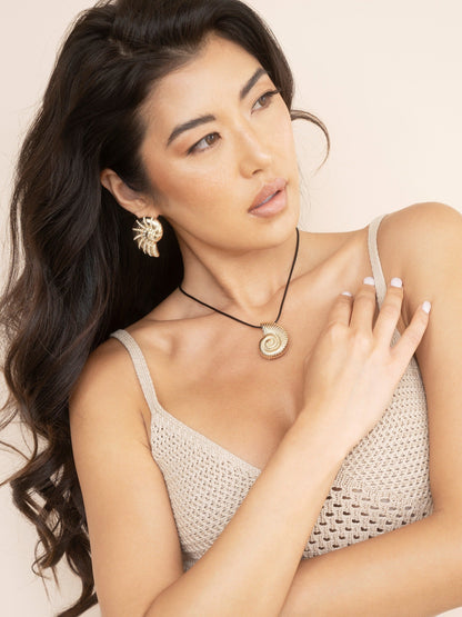 Nautilus Shell Cord Necklace - 18k Gold Plated | Ettika