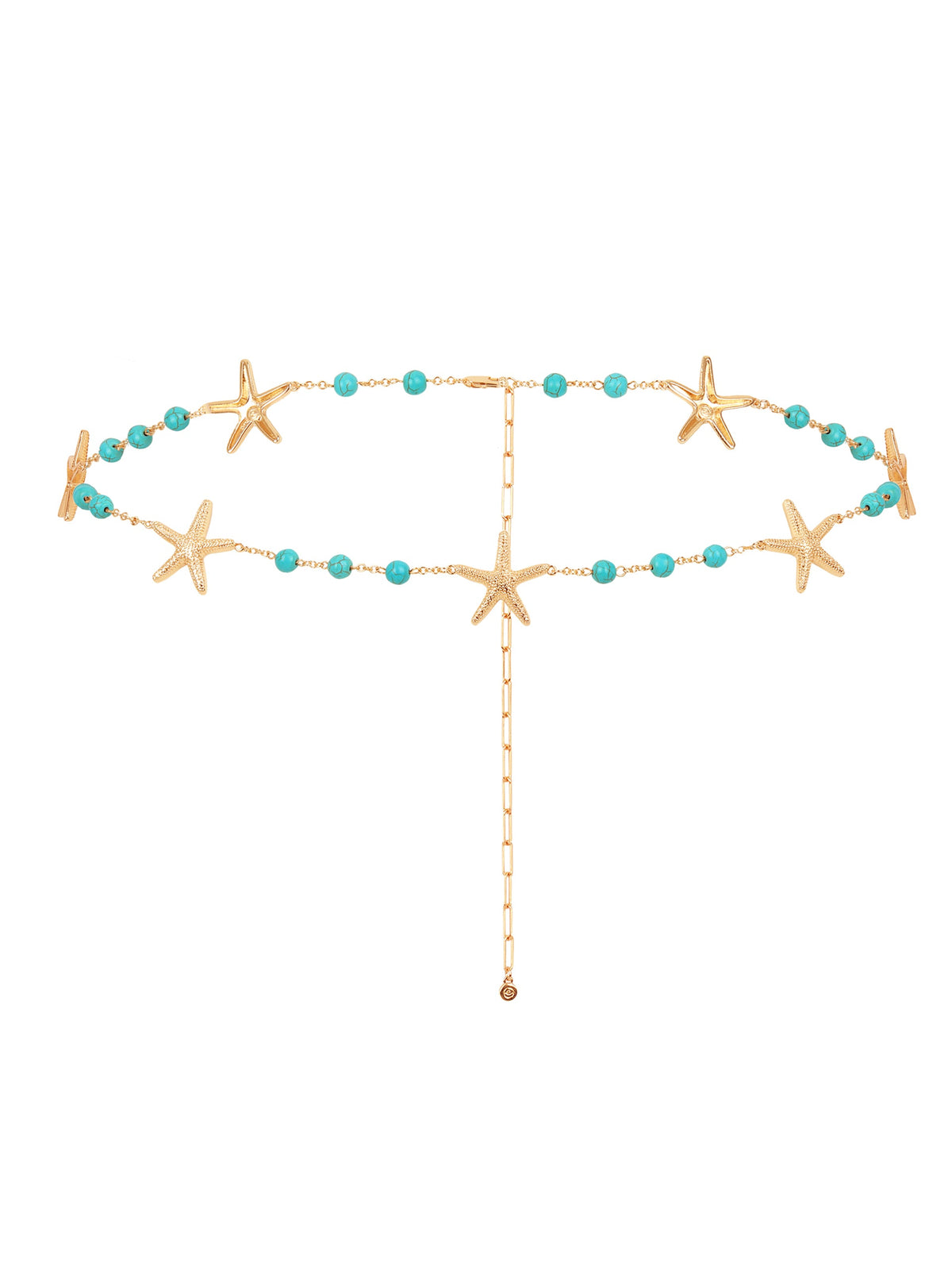 Starfish and Turquoise Bead Waist Chain - Gold Tone | Ettika
