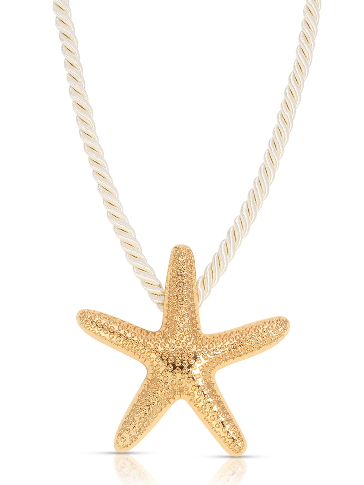 Starfish Statement Pendant Necklace - Beige Rope with 18k Gold Plating | Ettika