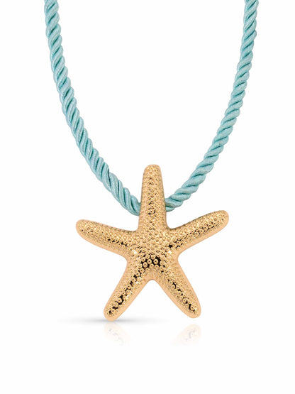 Starfish Statement Pendant Necklace - Beige Rope with 18k Gold Plating | Ettika