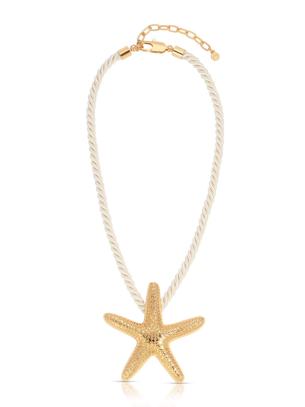Starfish Statement Pendant Necklace - Beige Rope with 18k Gold Plating | Ettika