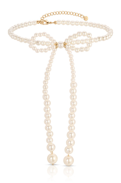 Venus Pearl Bow Necklace - Acrylic Pearl | Ettika
