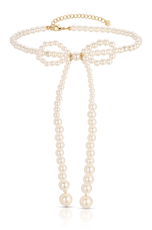 Venus Pearl Bow Necklace - Acrylic Pearl | Ettika