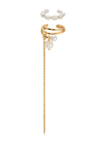 Pearl Drama Ear Cuff Set - Pearl with 18k Gold Plating | Ettika