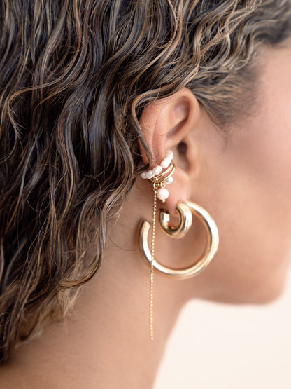 Pearl Drama Ear Cuff Set - Pearl with 18k Gold Plating | Ettika