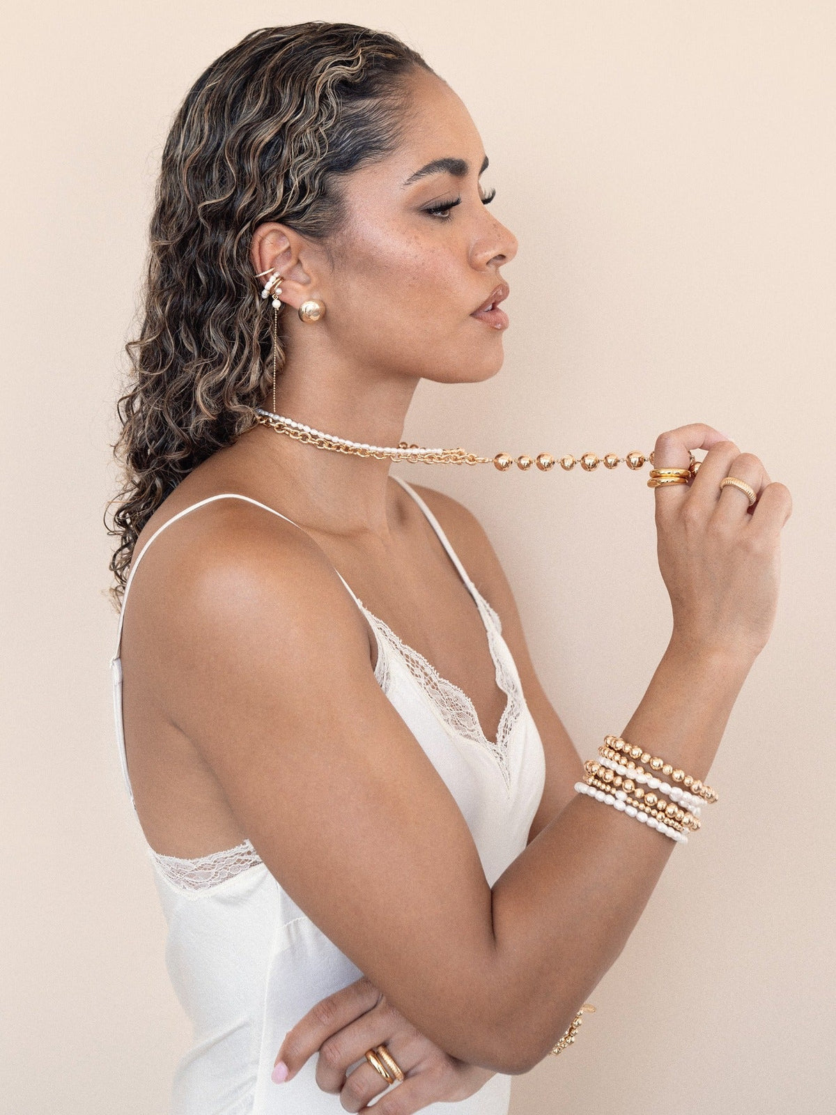 Pearl Drama Ear Cuff Set - Pearl with 18k Gold Plating | Ettika