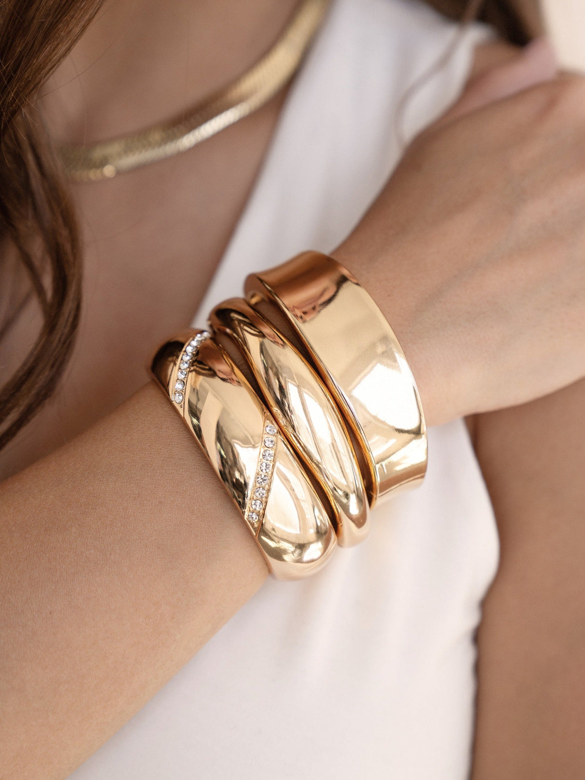 Squared Shine Bangle - 18k Gold Plated | Ettika