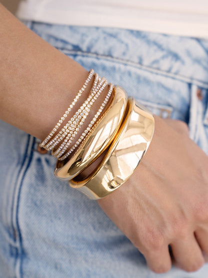 Squared Shine Bangle - 18k Gold Plated | Ettika