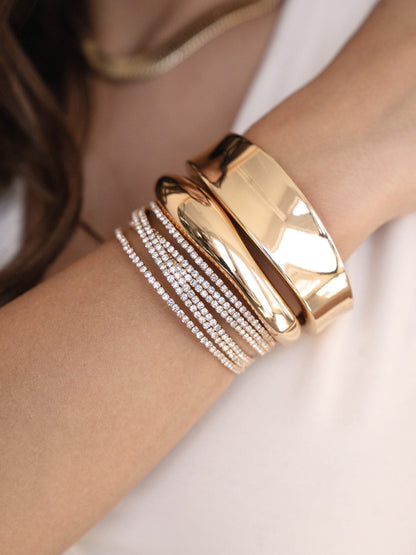 Squared Shine Bangle - 18k Gold Plated | Ettika