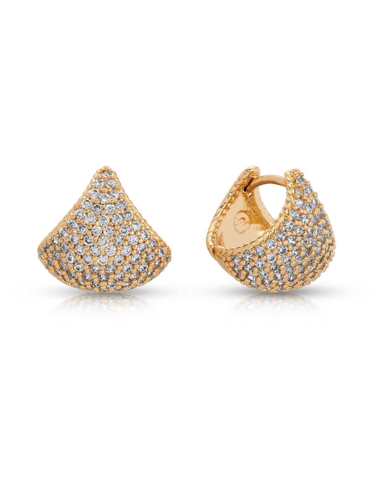 Pavé Encrusted Huggie Hoops - Clear Crystal with 18k Gold Plating | Ettika