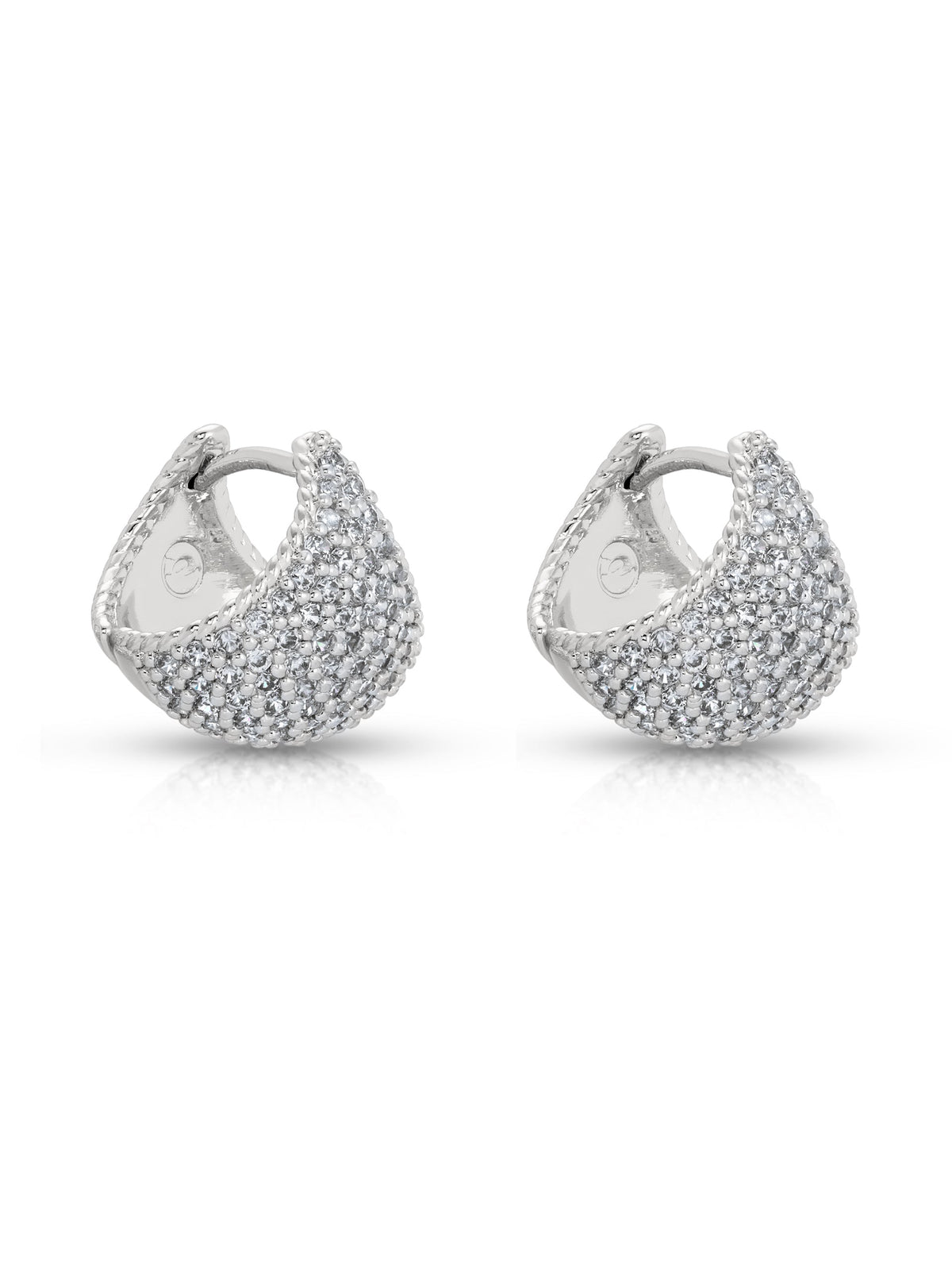 Pavé Encrusted Huggie Hoops - Clear Crystal with 18k Gold Plating | Ettika