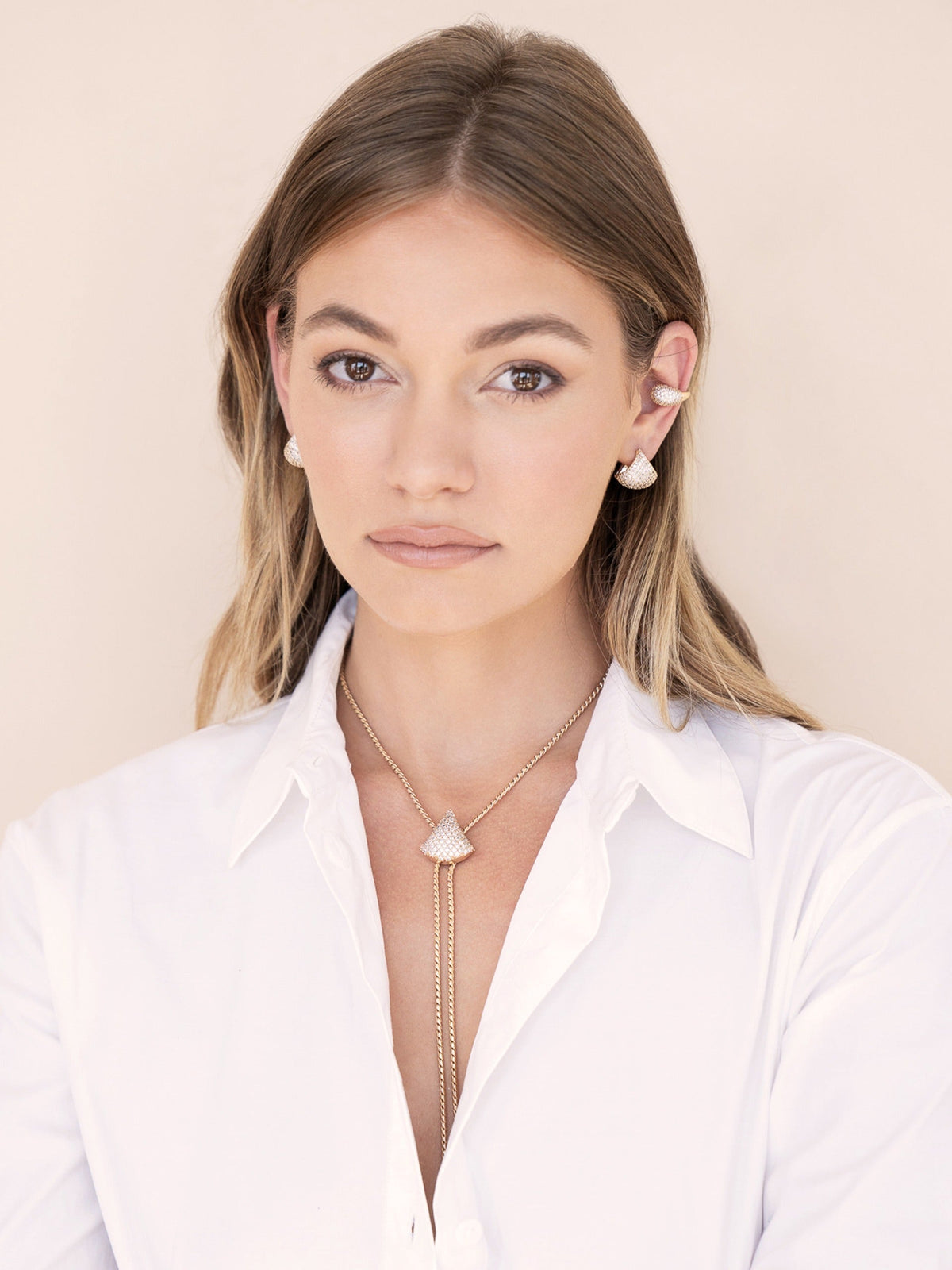 Pavé Encrusted Huggie Hoops - Clear Crystal with 18k Gold Plating | Ettika