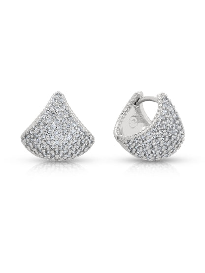 Pavé Encrusted Huggie Hoops - Clear Crystal with 18k Gold Plating | Ettika