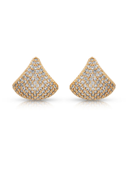 Pavé Encrusted Huggie Hoops - Clear Crystal with 18k Gold Plating | Ettika