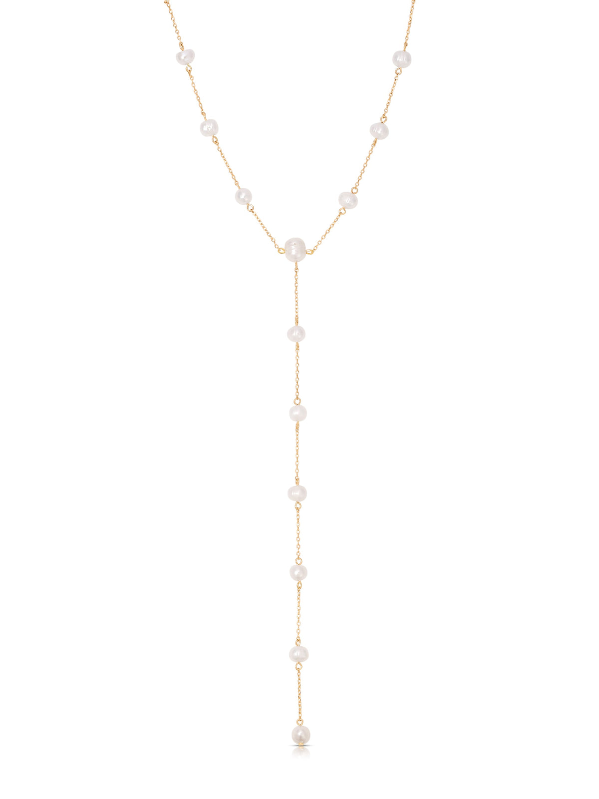 Dripping Pearl Lariat Necklace - Pearl with 18k Gold Plating | Ettika