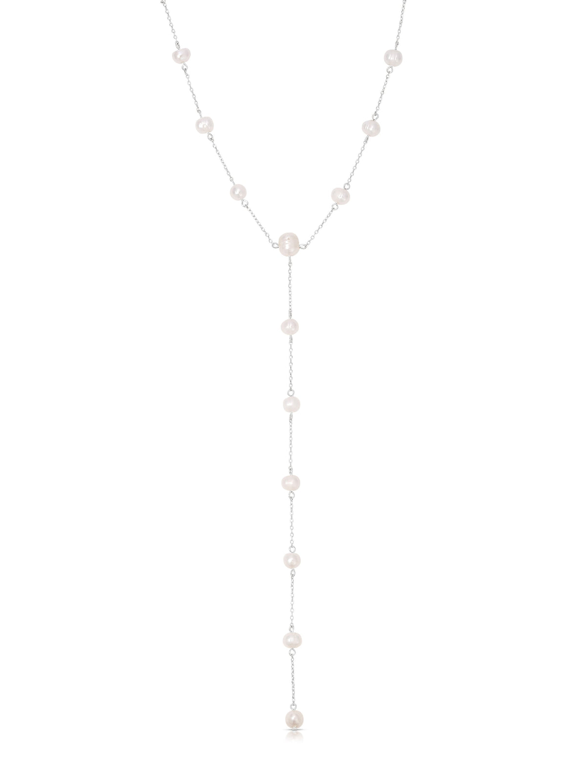 Dripping Pearl Lariat Necklace - Pearl with 18k Gold Plating | Ettika