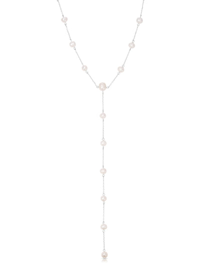 Dripping Pearl Lariat Necklace - Pearl with 18k Gold Plating | Ettika