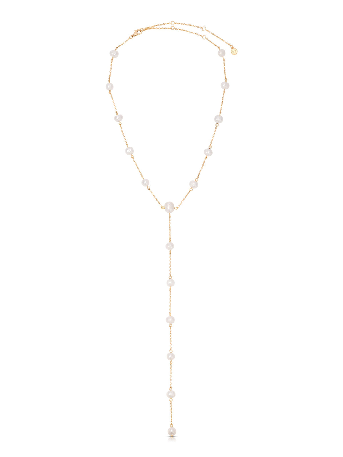 Dripping Pearl Lariat Necklace - Pearl with 18k Gold Plating | Ettika