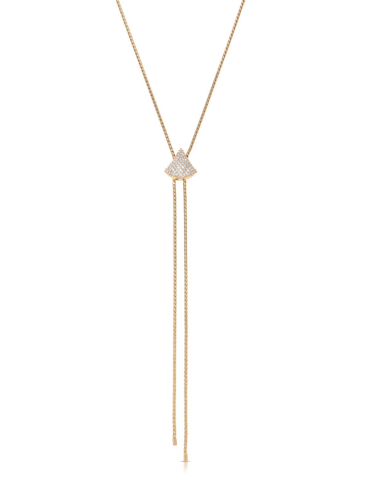 Pavé Shine Bolo Necklace - Clear Crystal with 18k Gold Plating | Ettika