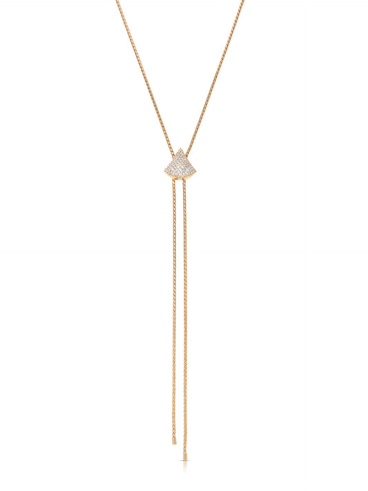 Pavé Shine Bolo Necklace - Clear Crystal with 18k Gold Plating | Ettika