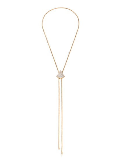 Pavé Shine Bolo Necklace - Clear Crystal with 18k Gold Plating | Ettika