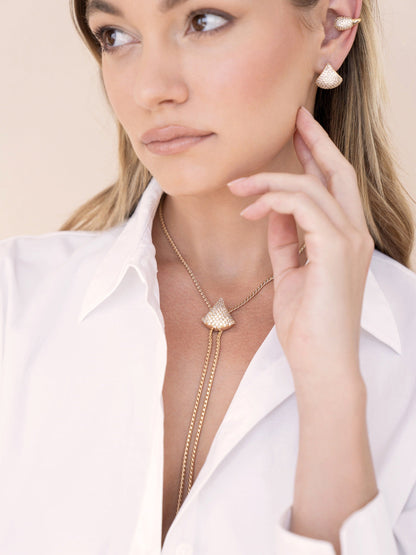 Pavé Shine Bolo Necklace - Clear Crystal with 18k Gold Plating | Ettika