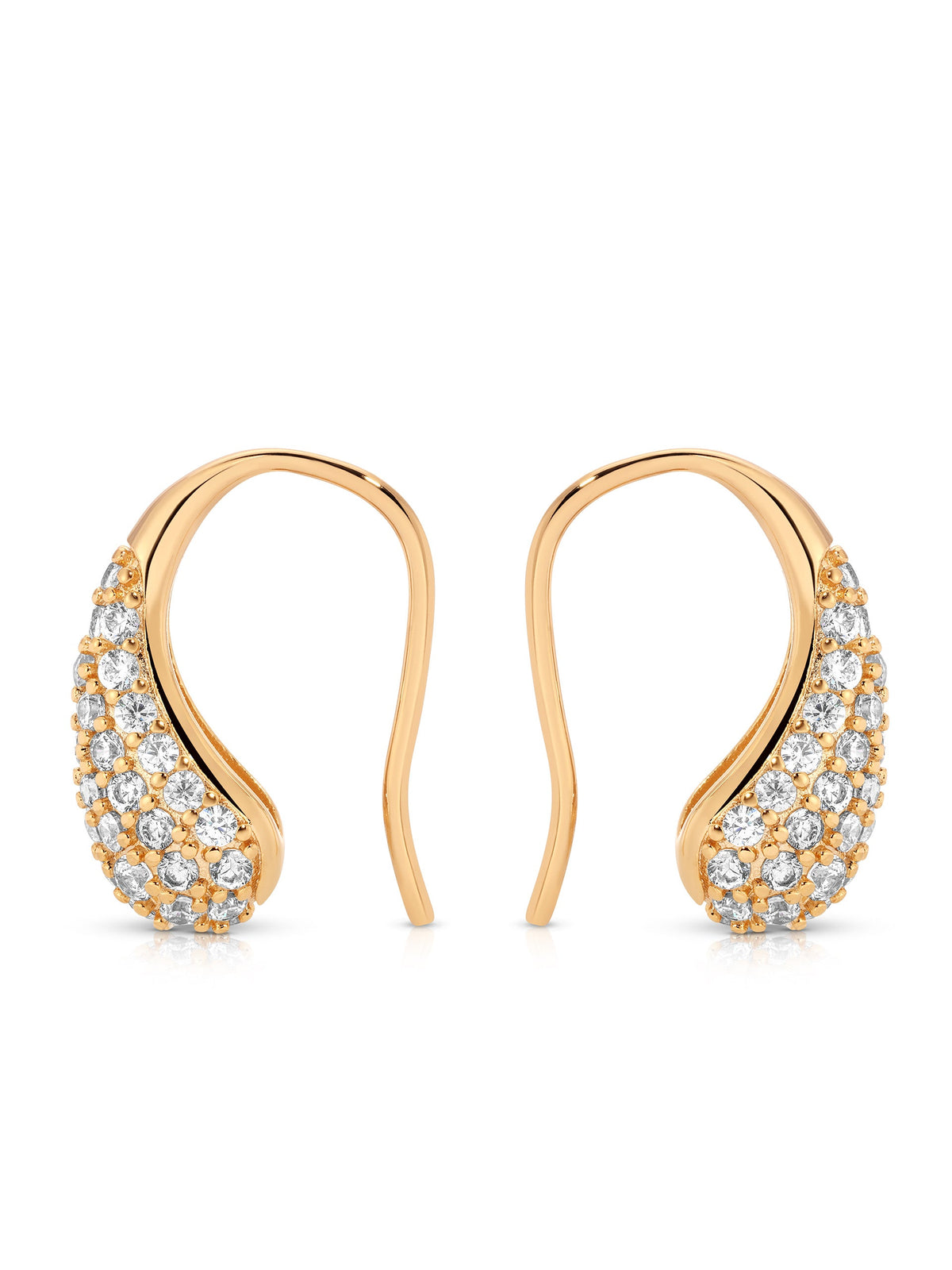 Hooked Pavé and Pearl Earrings - Pearl with 18k Gold Plating | Ettika