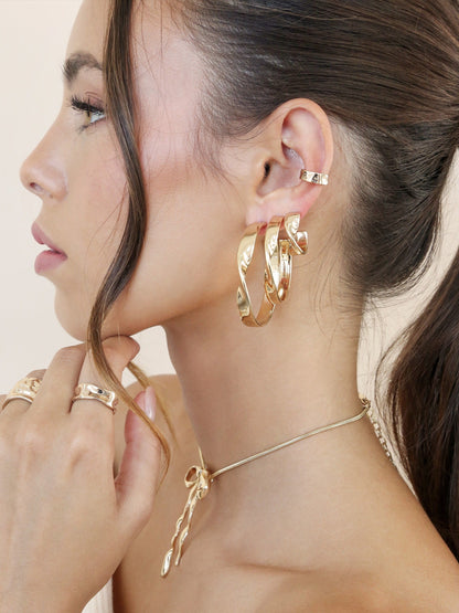 Heirloom Twist Large Hoops - 18k Gold Plated | Ettika