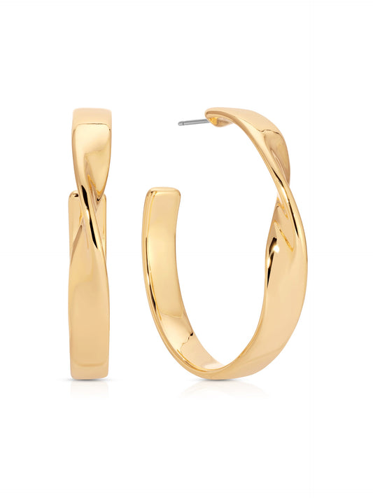 Heirloom Twist Medium Hoops - 18k Gold Plated | Ettika