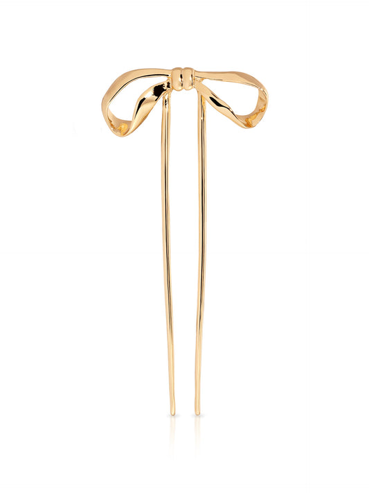 Bow Organica Hair Pin - Gold Tone | Ettika