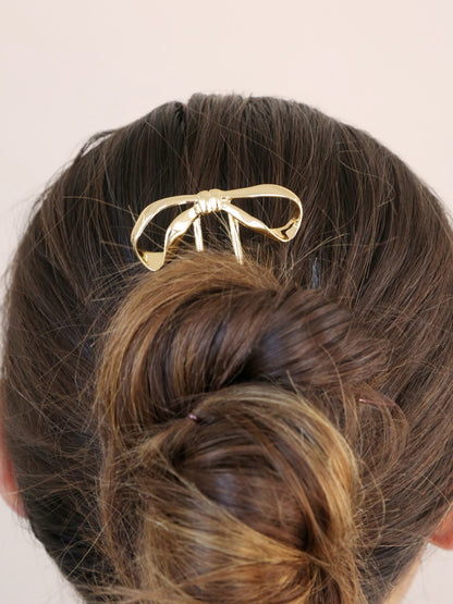 Bow Organica Hair Pin - Gold Tone | Ettika