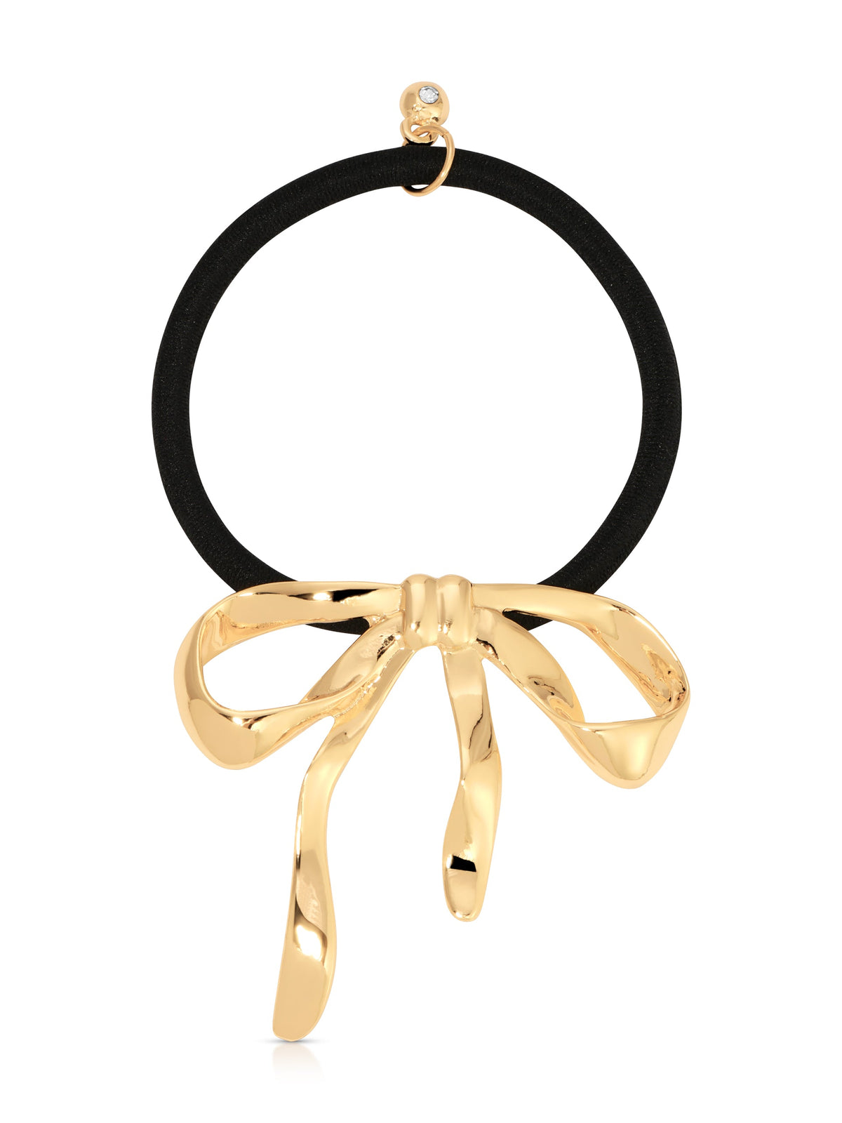 Bow Organica Hair Tie - Gold Tone with Black Elastic | Ettika